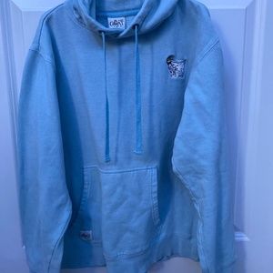 A light blue goat hoodie